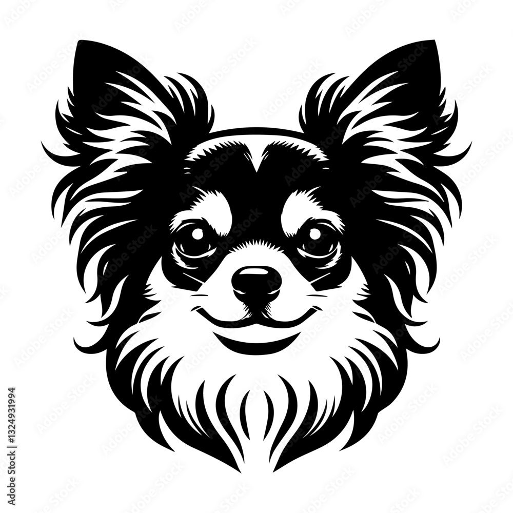 Obraz premium Chihuahua's head is a black and white logo. EPS vector graphics.