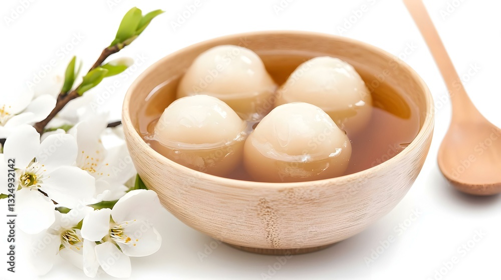 Sweet Rice Balls in Ginger Broth Isolated on White Background Sweet Rice Balls in Ginger Broth Isolated on White Background