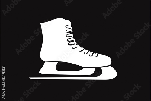 A white silhouette of an ice skate on a black background.