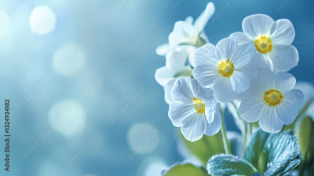 Obraz premium macro primroses white flowers