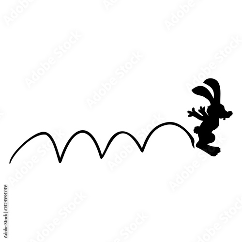 Bunny Jumps Funny Cool Jumping high Fun Silhouette Design Lover Art Vector Illustration Card T-Shirt Poster Sticker Graphic Print Decorative Drawing Isolated Logo Decoration Symbol Creative Cool Style