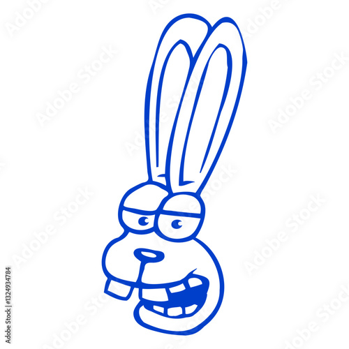 Bunny Rabbit Bunny Cartoon Silly Teeth Funny Homor Design Lover Art Vector Illustration Card T-Shirt Poster Sticker Graphic Print Decorative Drawing Isolated Logo Decoration Symbol Creative Cool Style