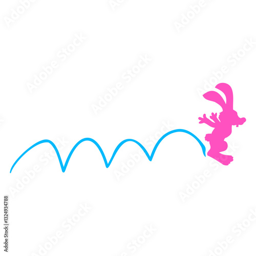 Bunny Jumps Funny Cool Jumping high Fun Silhouette Design Lover Art Vector Illustration Card T-Shirt Poster Sticker Graphic Print Decorative Drawing Isolated Logo Decoration Symbol Creative Cool Style