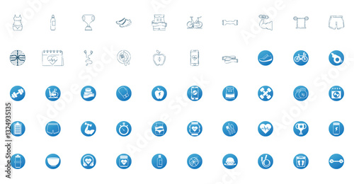 Set of exercise vector icons with a white background