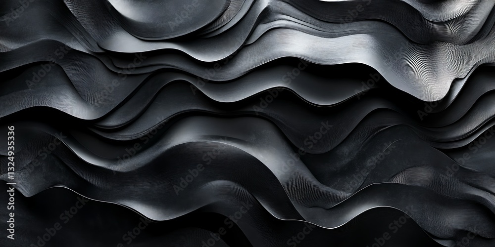 Fototapeta premium Dark, wavy abstract texture background (3)