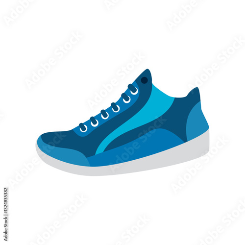 Vector Illustration of a Blue Athletic Running Shoe Representing Fitness, Sportswear, and Active Lifestyle Concepts