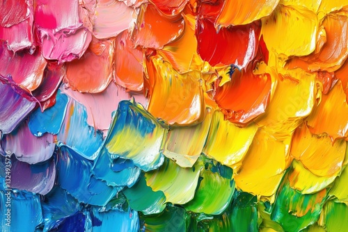 A vibrant abstract oil painting with bold brush strokes and a mix of colors.
