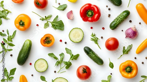 A vibrant overhead shot of fresh vegetables