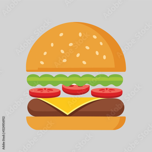 Stylized burger cartoon  art illustrtion