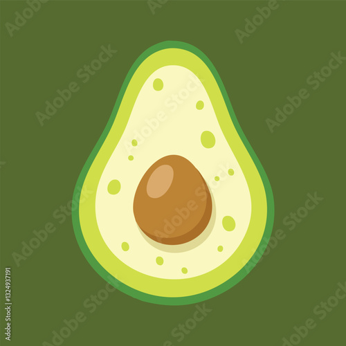 Sliced close up avocado illustration