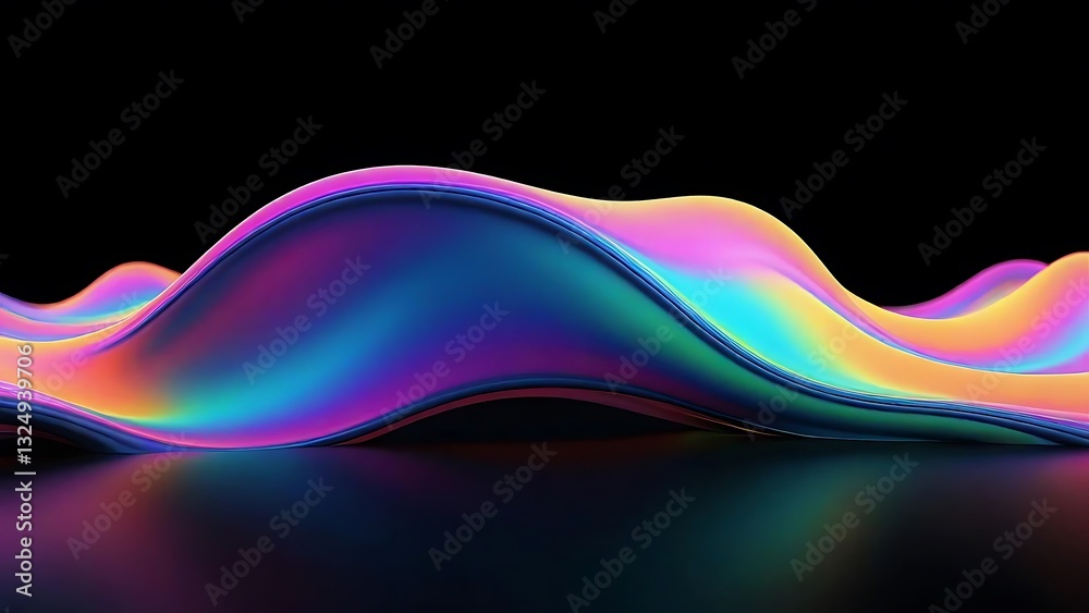 Obraz premium Abstract Iridescent Waves: A Colorful 3D Render