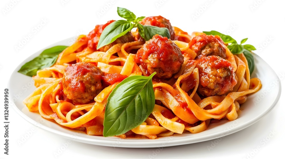 Plate of boiled pasta with tomato sauce and meat Plate of boiled pasta with tomato sauce and meat