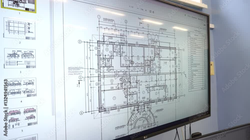 large secret drawings are displayed on the architect's screen
