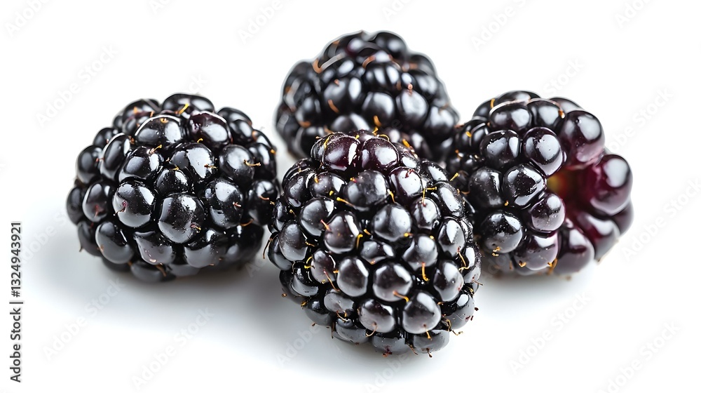 Fresh ripe juicy blackberries on white Fresh ripe juicy blackberries on white