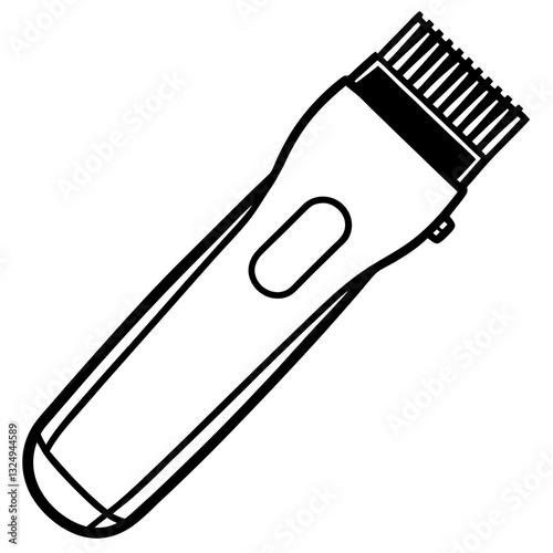 line art drawing illustration of a hair clipper comb, isolated on white background