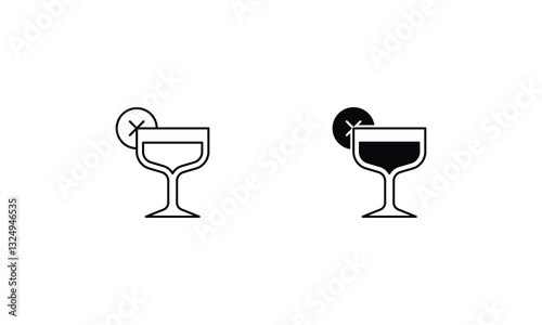 Daiquiri icons set line and glyph vector stock illustration