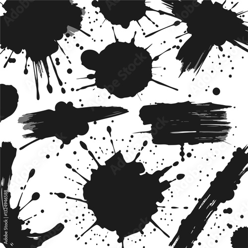 Mixed paint strokes and splatters creating a bold, artistic and textured composition
