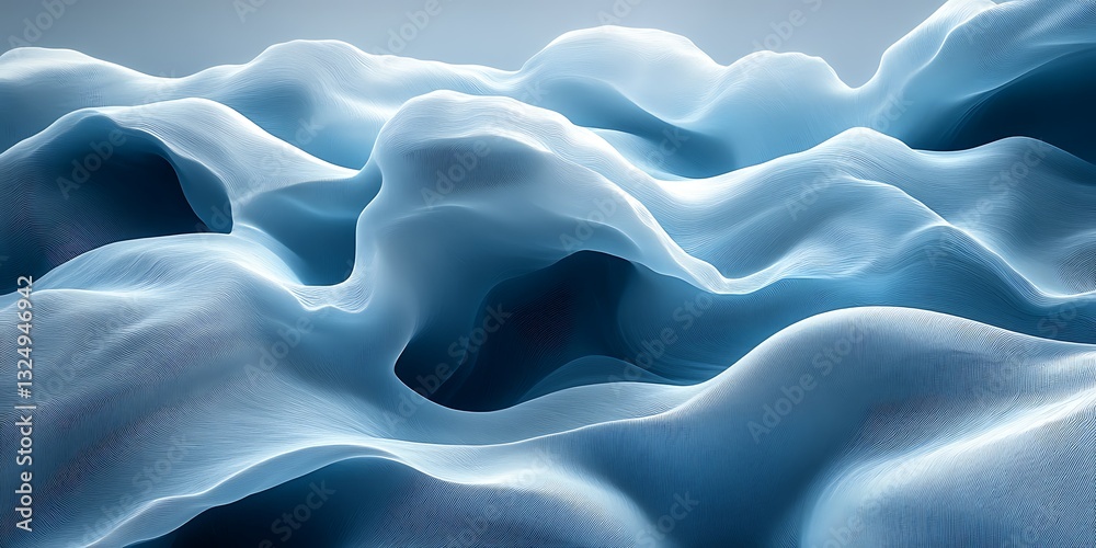 Obraz premium Abstract blue fabric waves, soft folds