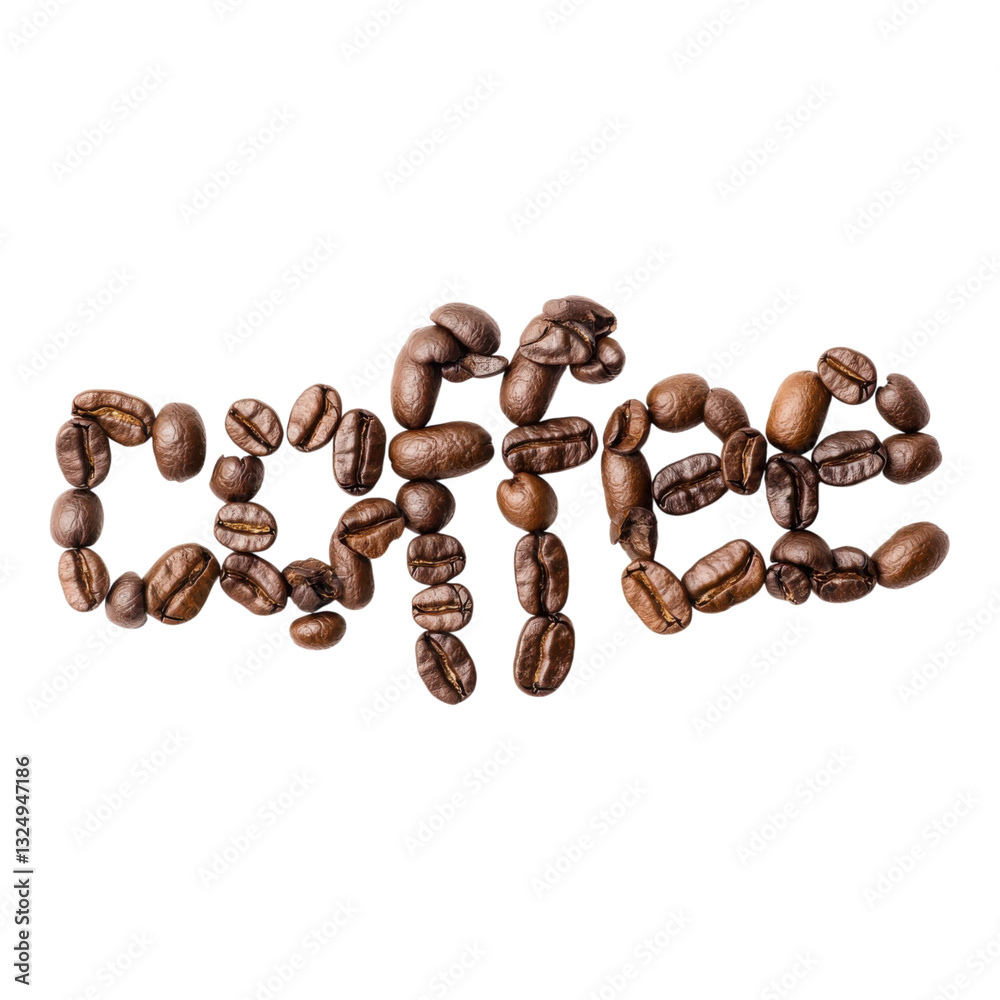 Obraz premium Coffee beans arranged to spell 