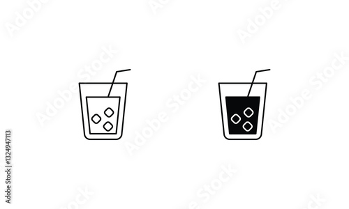 Fruit Punch icons set line and glyph vector stock illustration