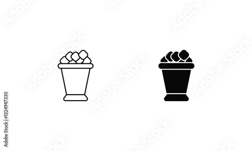 Mint Julep icons set line and glyph vector stock illustration