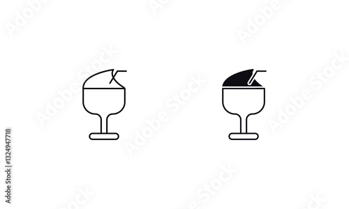 Frozen Margarita icons set line and glyph vector stock illustration