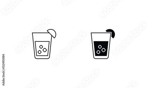 Lemonade icons set line and glyph vector stock illustration