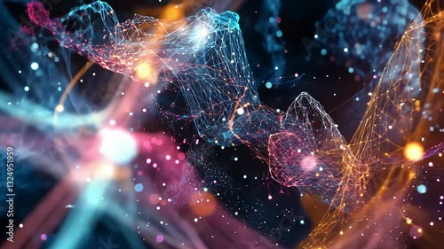 Cosmic Digital Web: A Futuristic Visualization of Data Networks, Artificial Intelligence, and Quantum Connections in a Glowing Cybernetic Universe