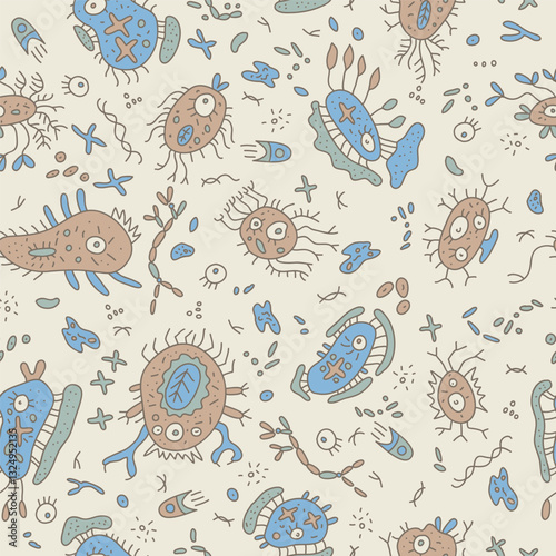 Dangerous bacteria seamless vector pattern