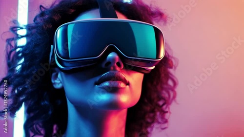 Futuristic Visionary: A Bold Digital Explorer Immersed in the Neon Glow of Virtual Reality