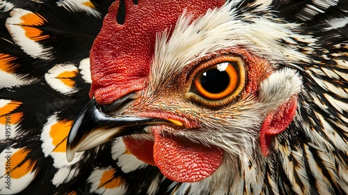 Portrait of a curious chicken closeup isolated