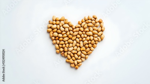 Peeled peanuts in the shape of a heart