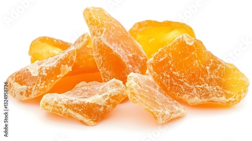 Dried Mango Pieces isolated on white background