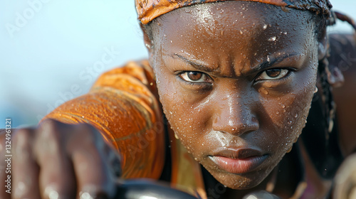 Focused cyclist showcasing determination and perseverance