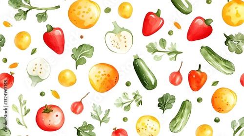 Watercolor Vegetables isolated on white background