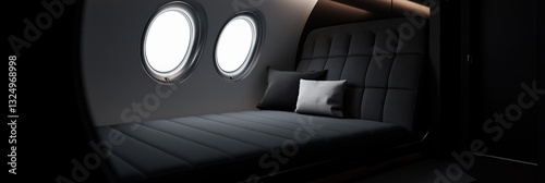 The sleek interior of a modern private jet showcases luxurious seating and elegant design, epitomizing comfort and sophistication in contemporary air travel.