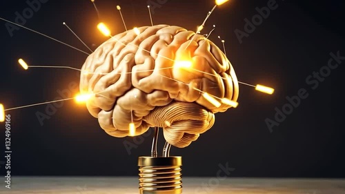Illuminating Ideas: A Brain as a Lightbulb, Representing the Brilliance of Human Thought and Innovation