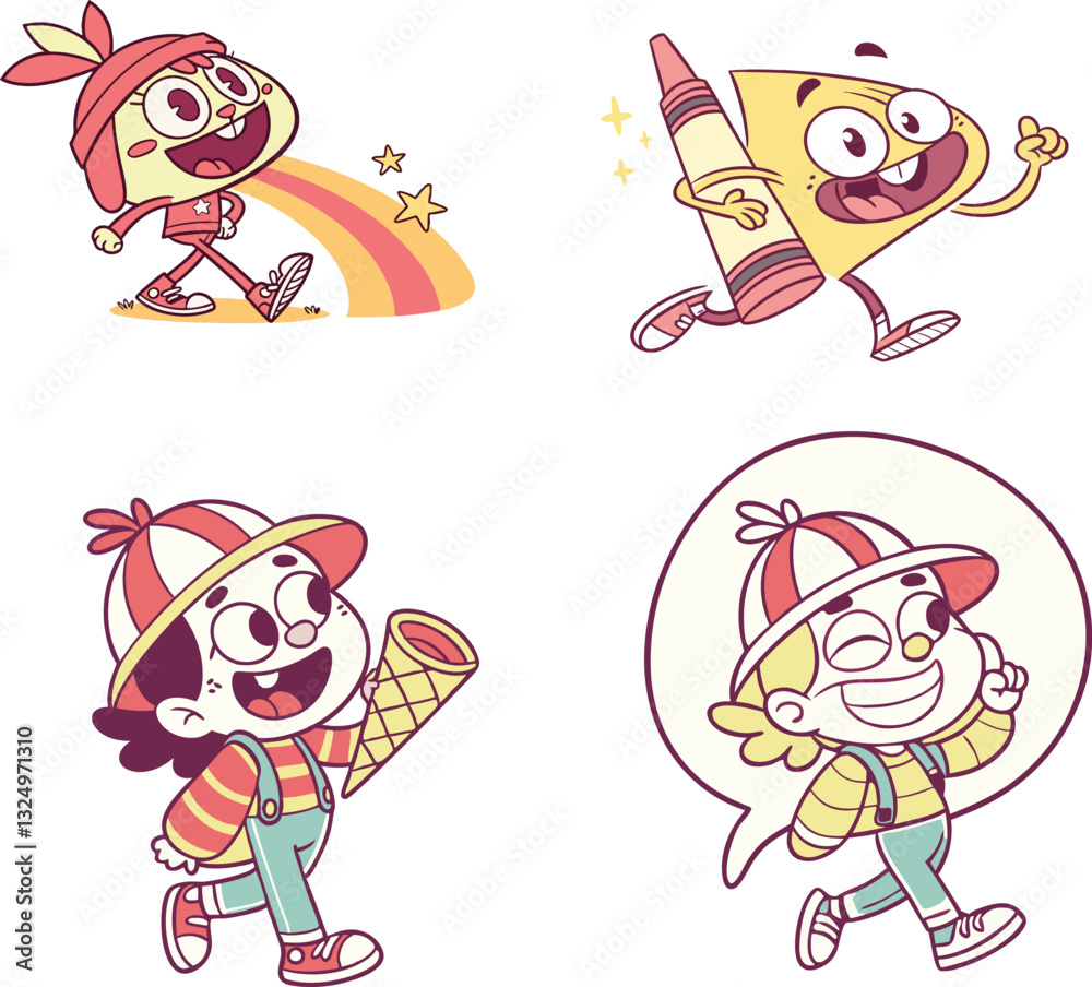 Naklejka premium set of funny cartoon kids