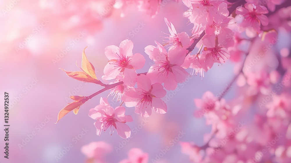 Obraz premium Beautiful cherry blossom flower at full blooming in Spring.