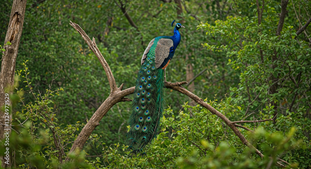 Naklejka premium peacock on a branch