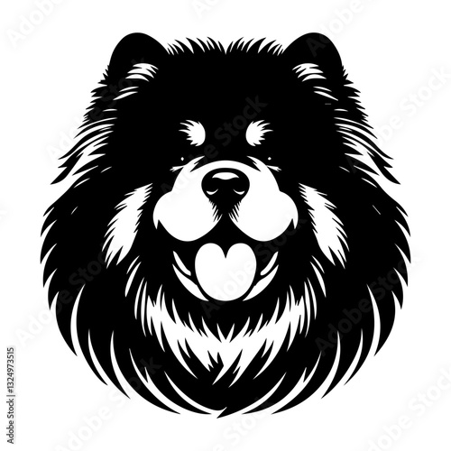 Samoyed's head is a black and white logo. EPS vector graphics.