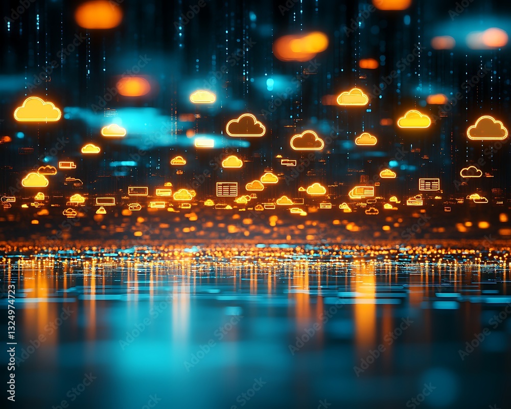 Fototapeta premium Cloud computing data visualization