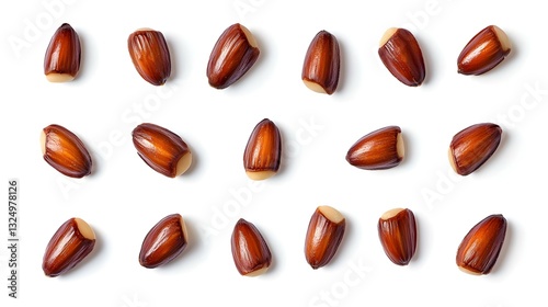 Wallpaper Mural Collection of fresh almonds isolated on white background Torontodigital.ca