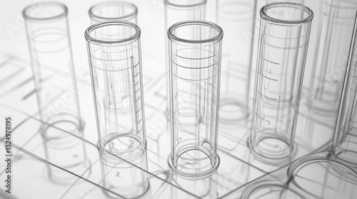 Test tubes isolated from low poly wireframe on white background. Science and analyses. Vector abstract polygonal image mash line and point hands collect puzzle with an inscription. Digital graphics