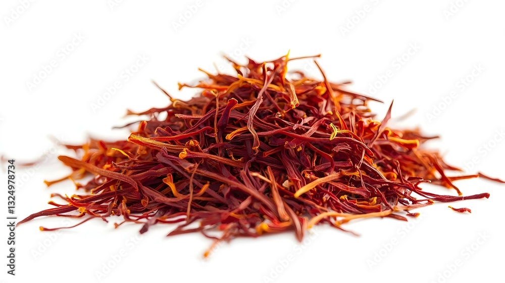 Fototapeta premium Saffron spice threads strands isolated on white