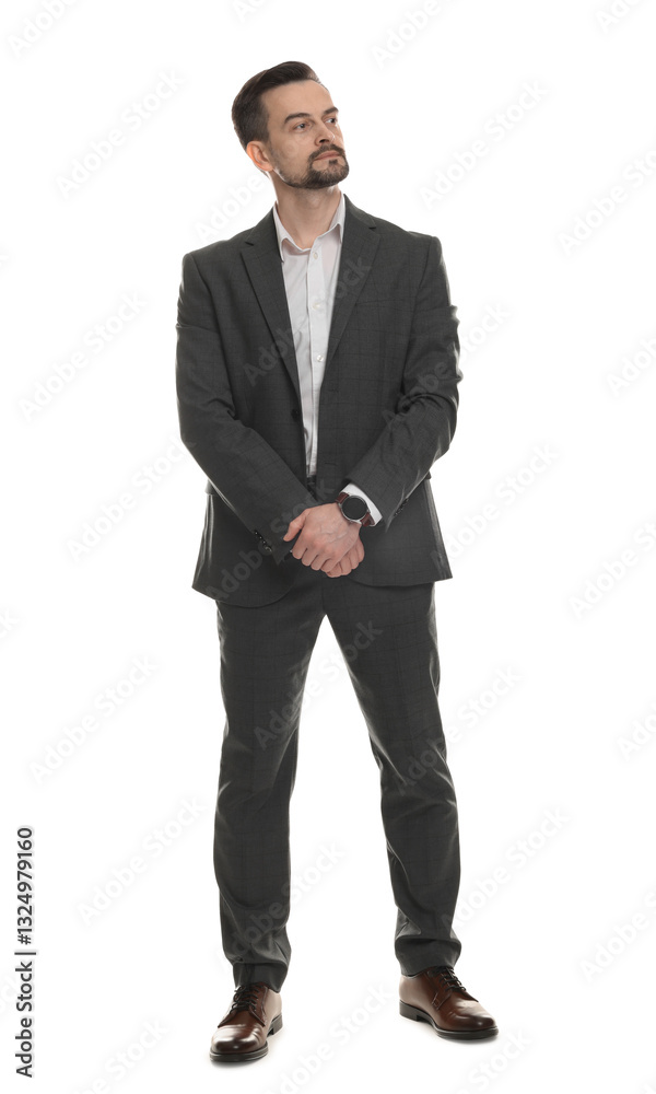 Confident man in classic suit on white background Confident man in classic suit on white background