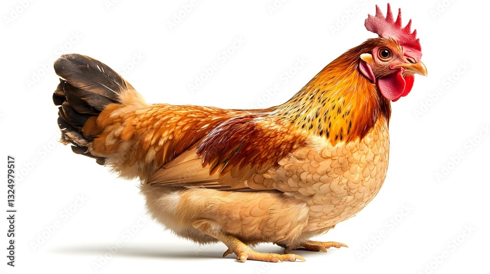 Fototapeta premium Portrait of a funny chicken side view isolated