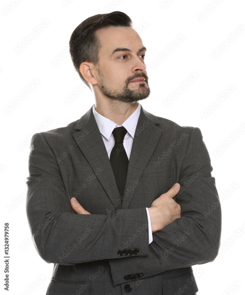 Confident man in classic suit on white background Confident man in classic suit on white background