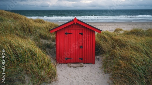 Red Beach House by the Ocean
