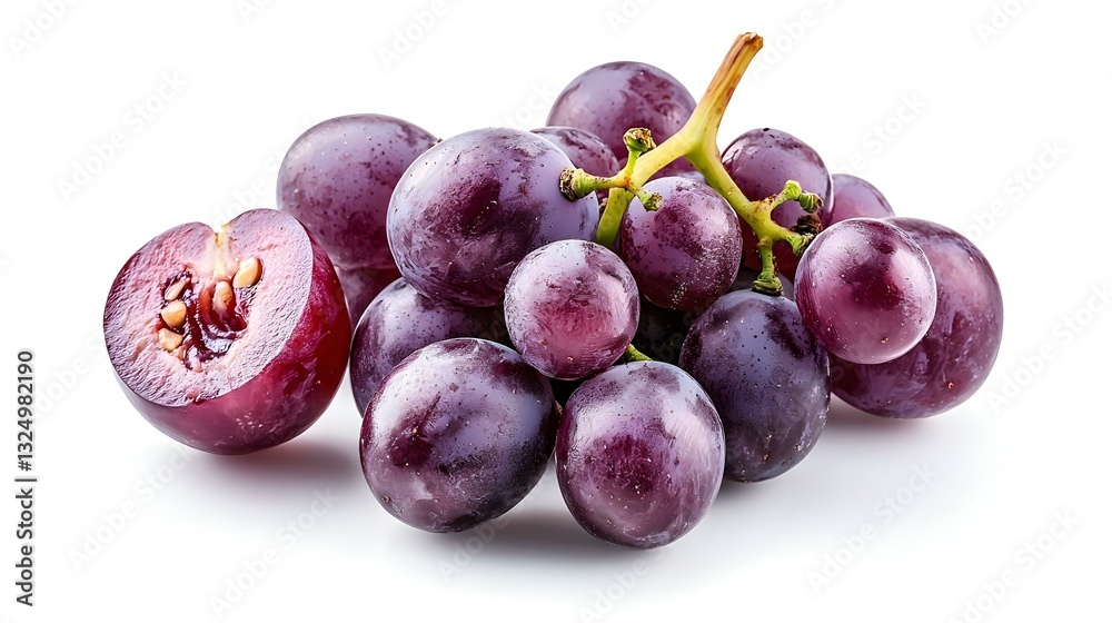 Cut and whole fresh ripe juicy grapes with seeds Cut and whole fresh ripe juicy grapes with seeds